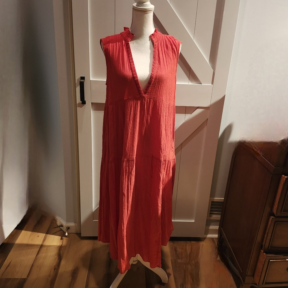 Sundance Himiko Vibrant Red Cotton Dress M?